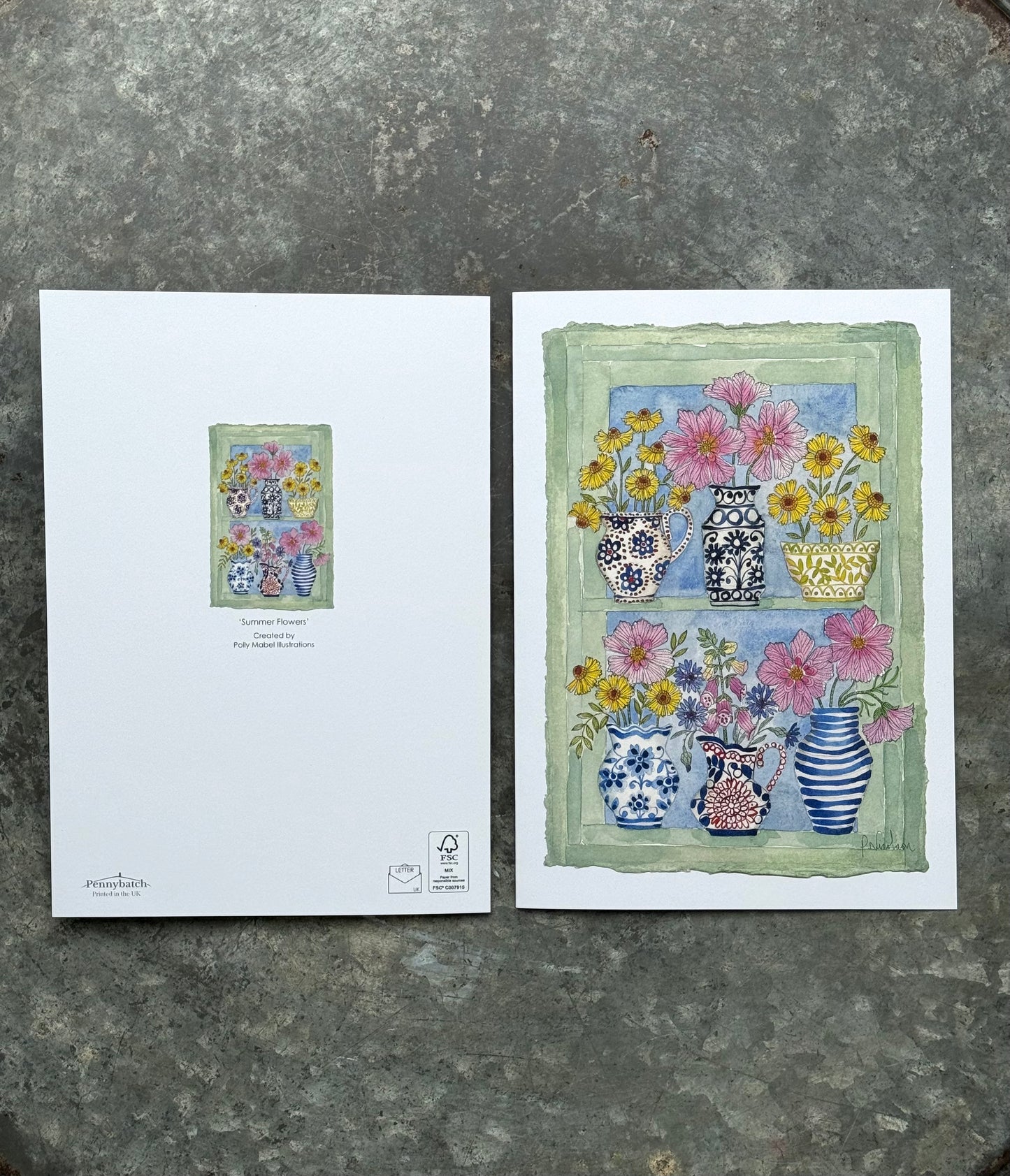 4 Pack of A5 ‘Summer Flowers’ Greetings card