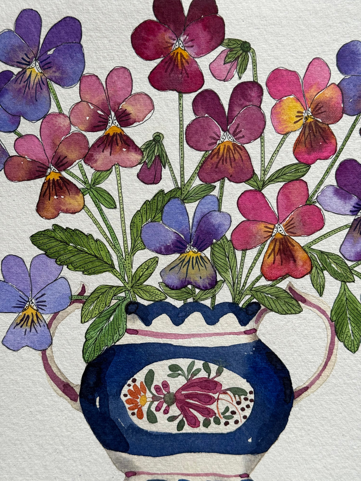 Original, Watercolour & Pen Violas