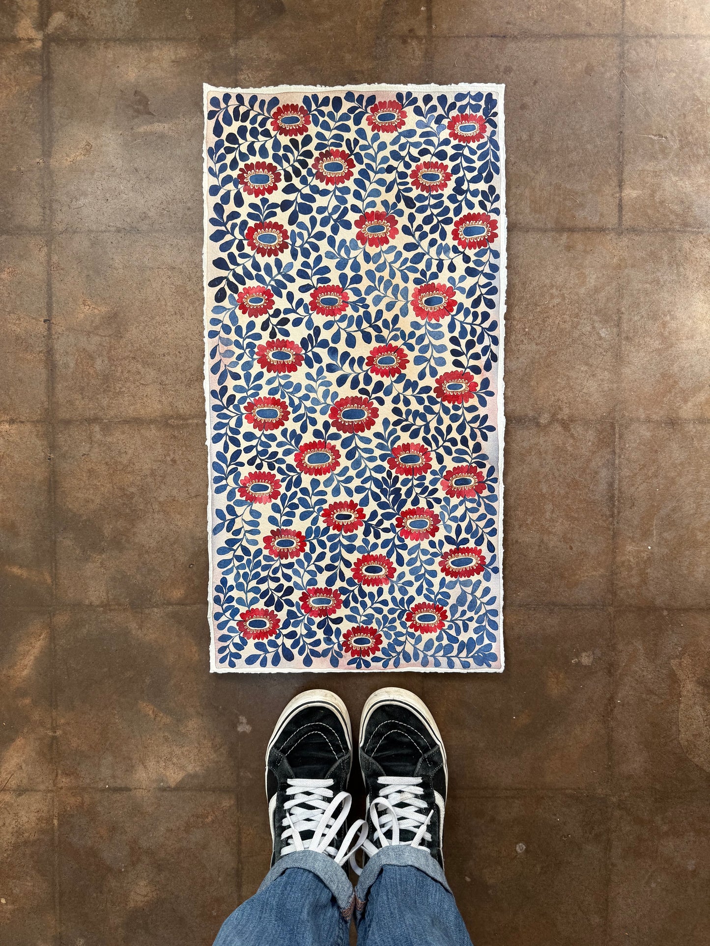 Original, Tall, Floral Pattern Painting