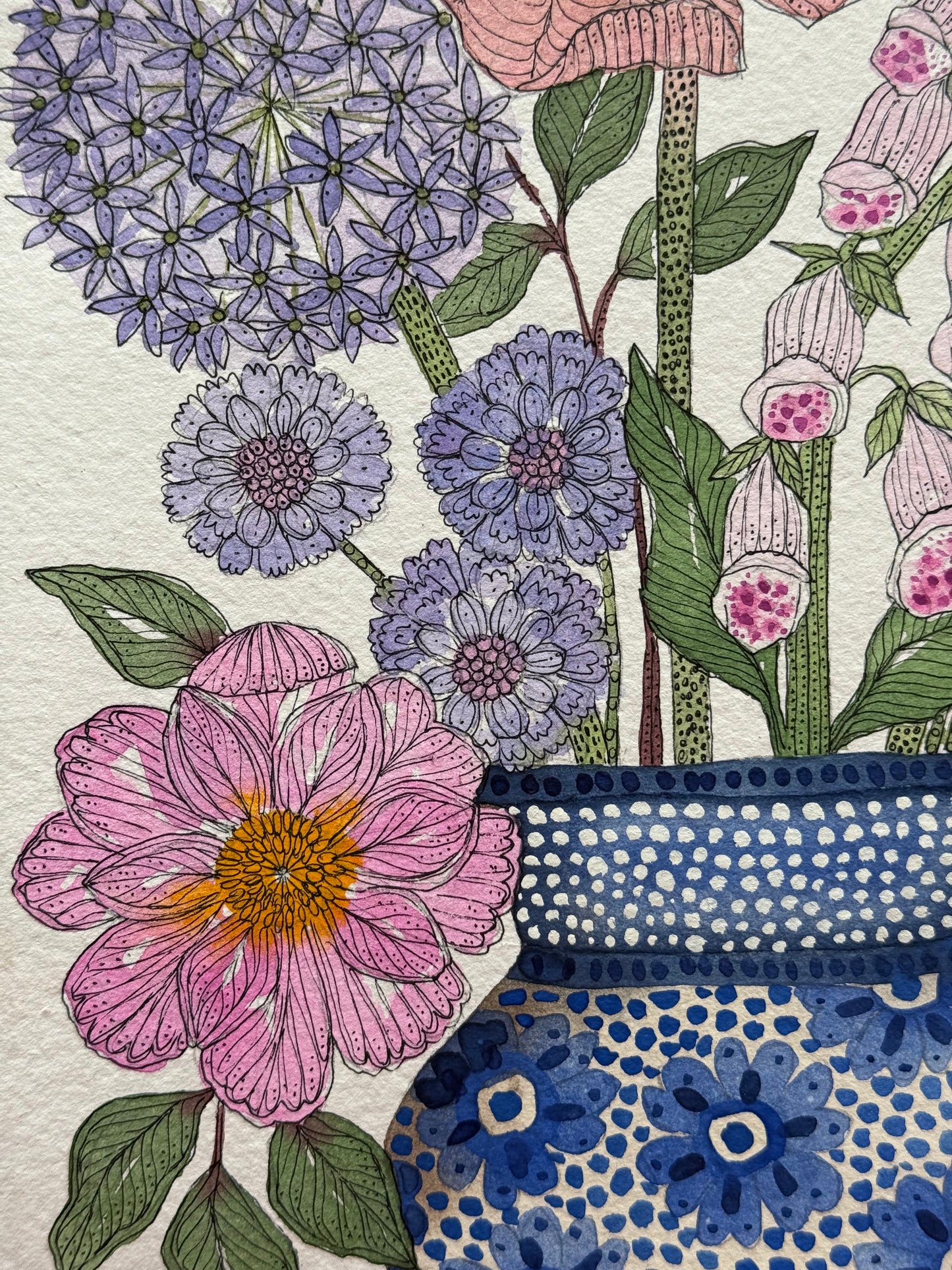 A4, Original, Watercolour Garden Flowers