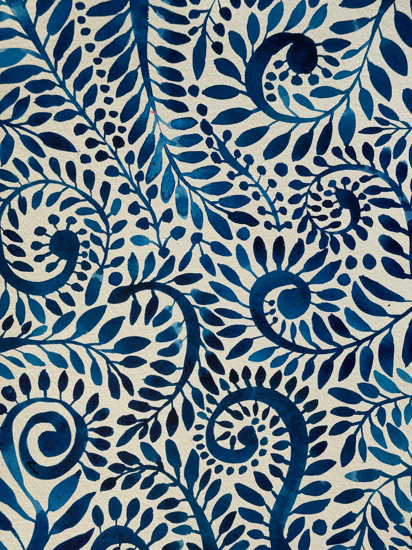 A3, Original Watercolour blue Pattern Study