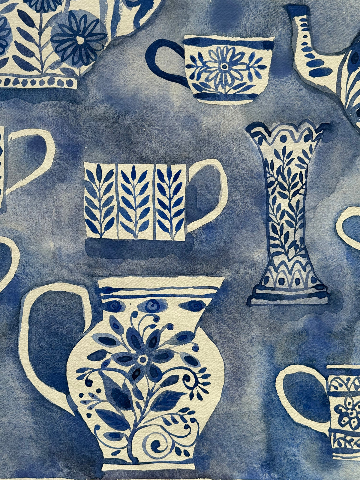 Extra Large, Original Watercolour Painting ‘A Blue Tea Party’