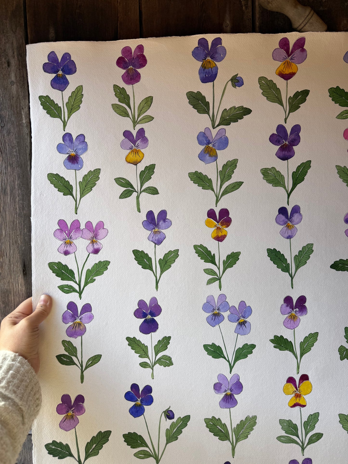 Original, large Watercolour Viola Painting