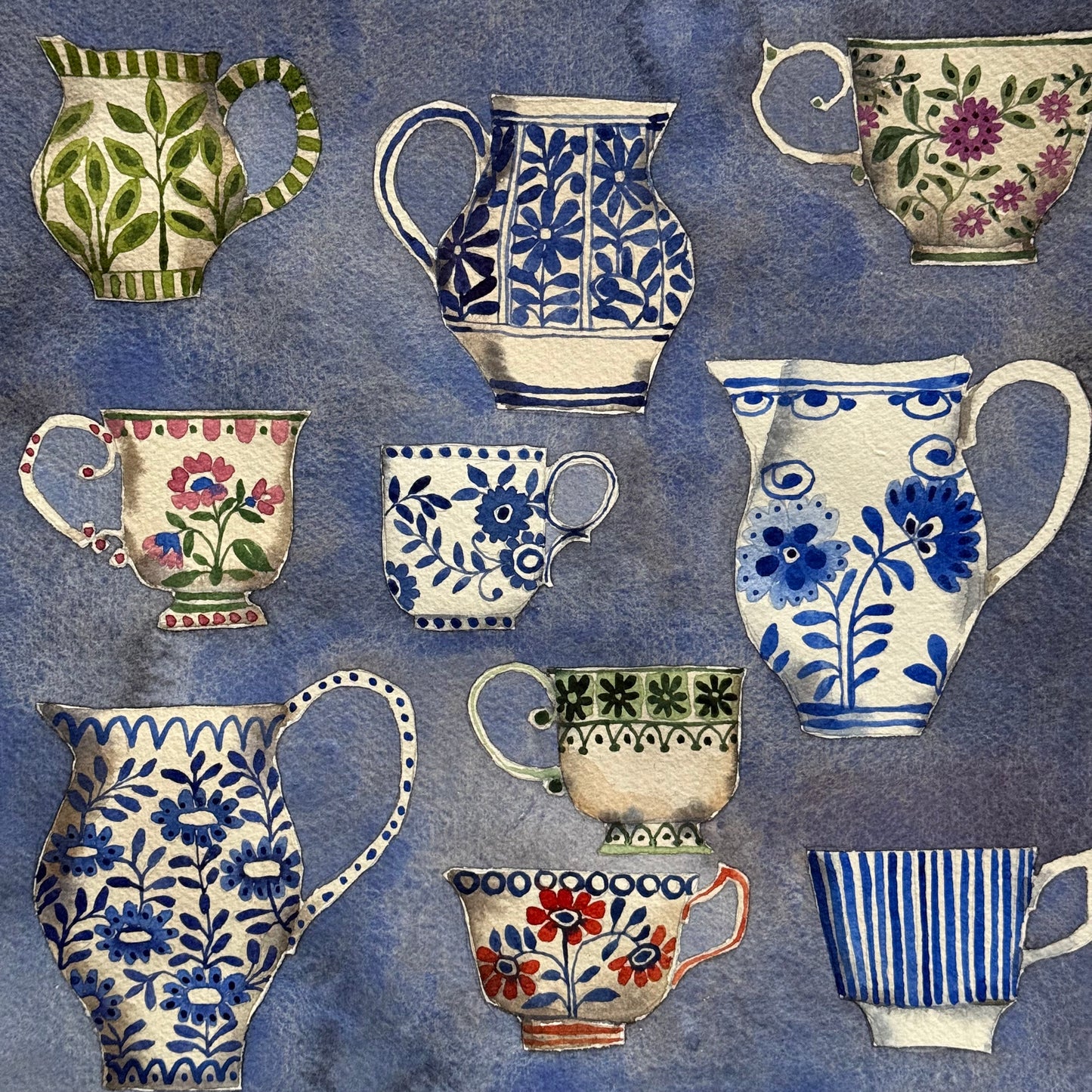Original, Watercolour Teacups & Jugs