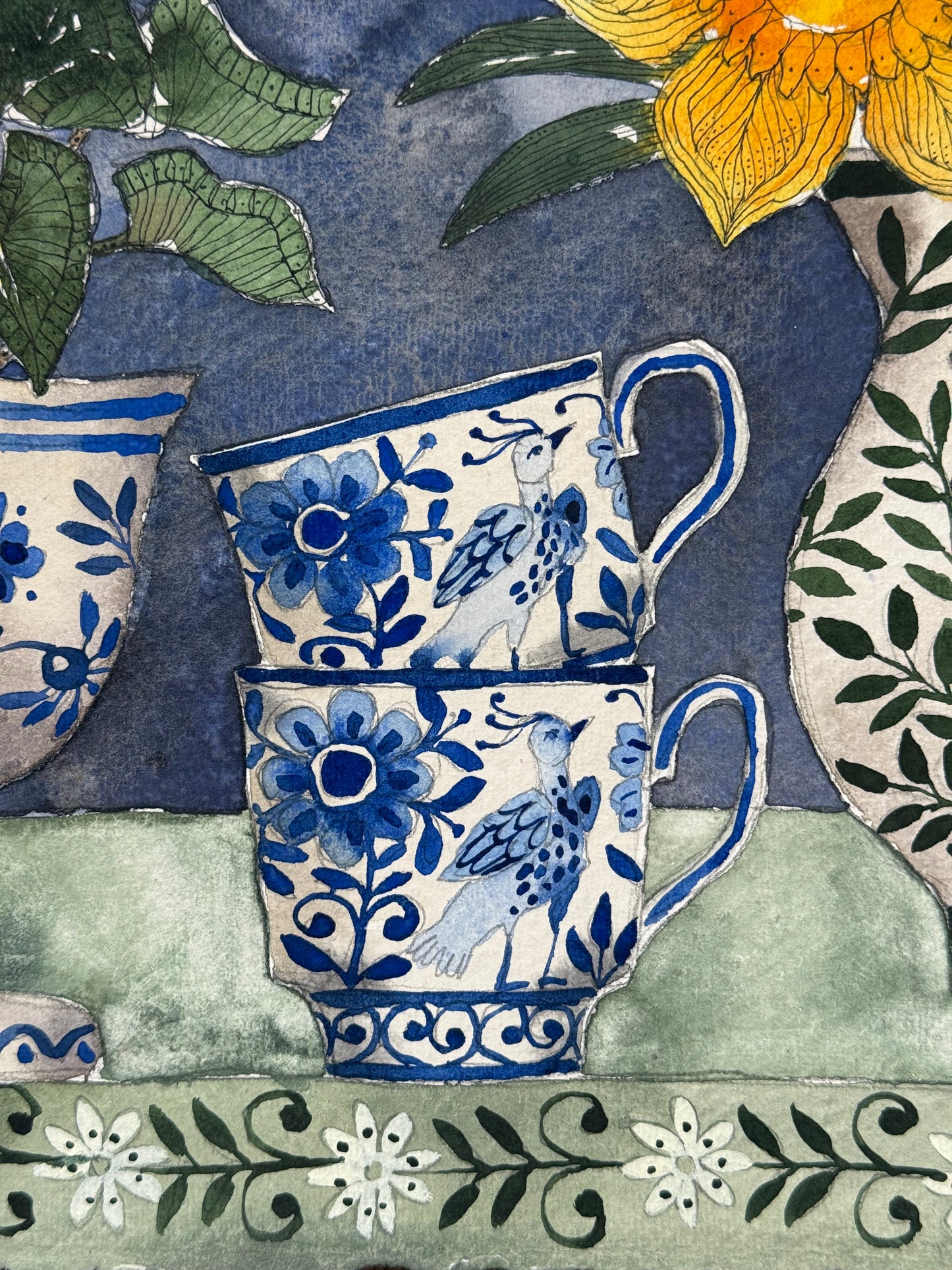 A3 Original Watercolour Flower Still Life