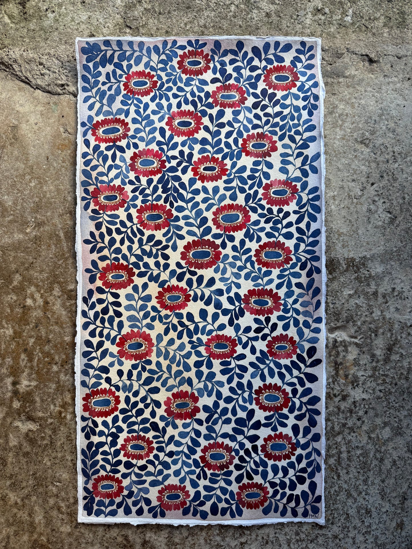 Original, Tall, Floral Pattern Painting