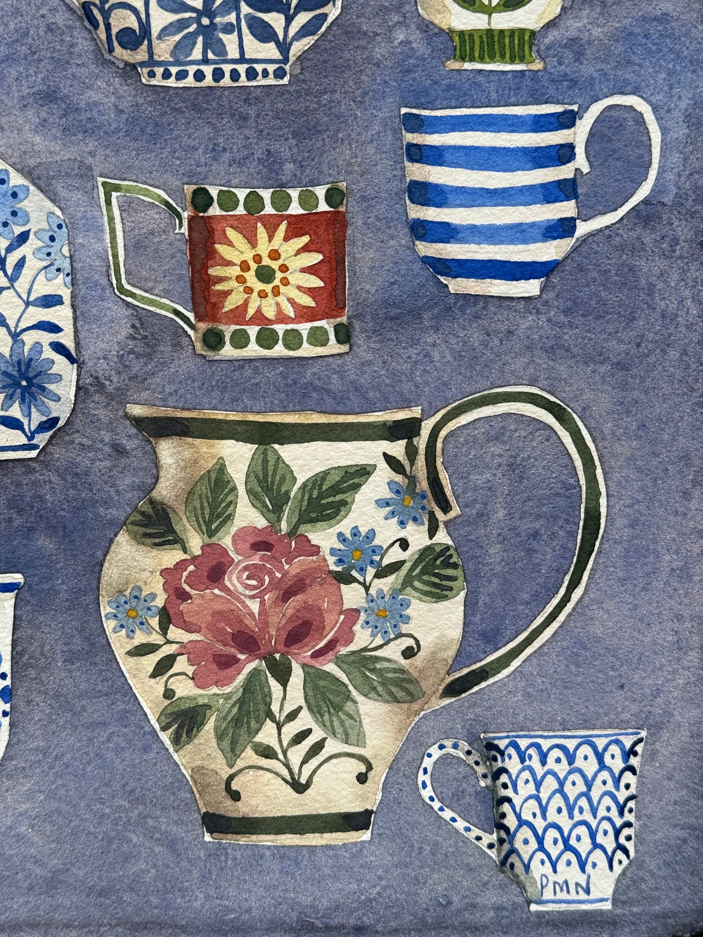 A4, Original Watercolour Patterned Ceramic Vessels