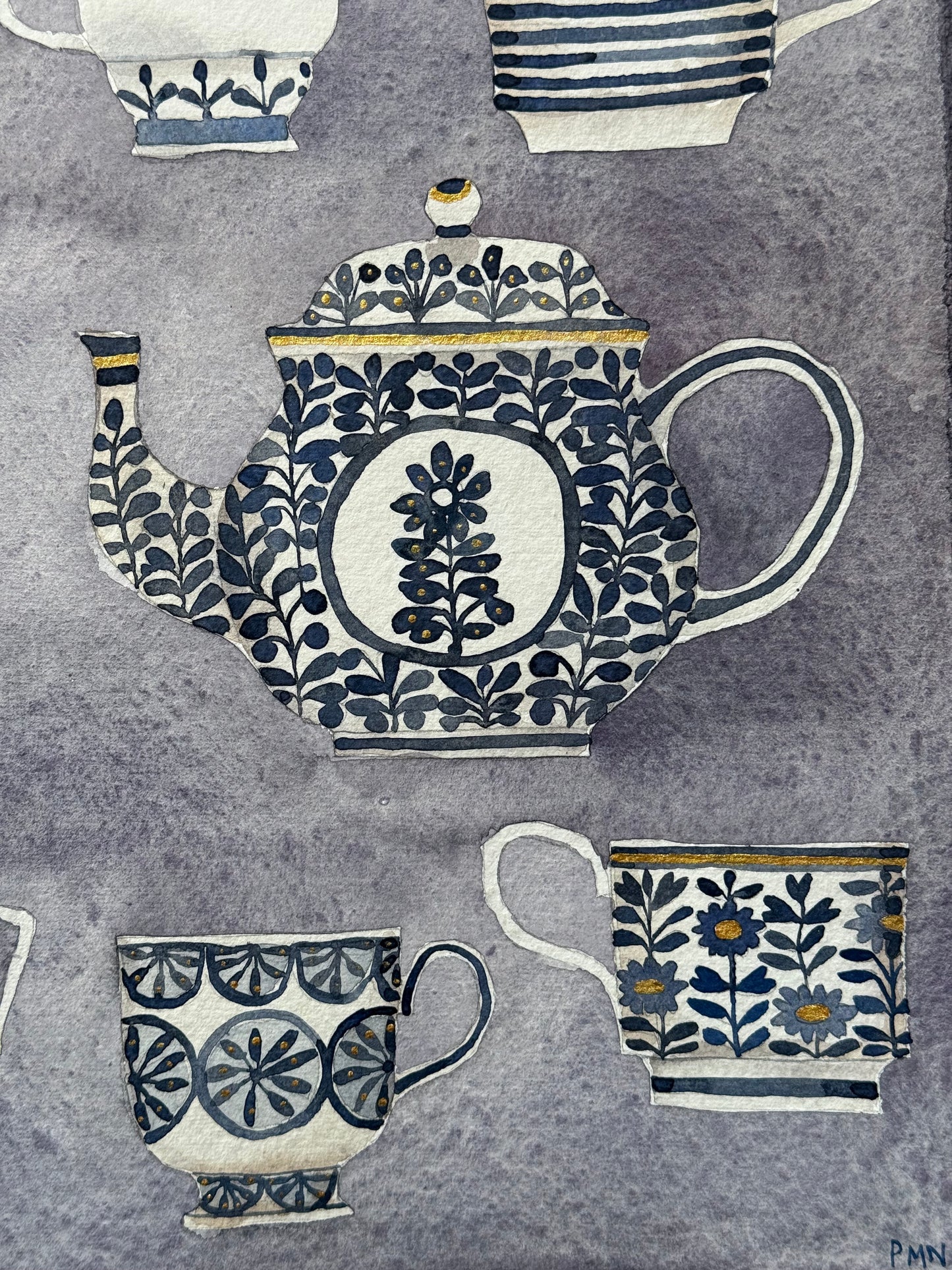 A3, Original Watercolour Teapot & Teacups