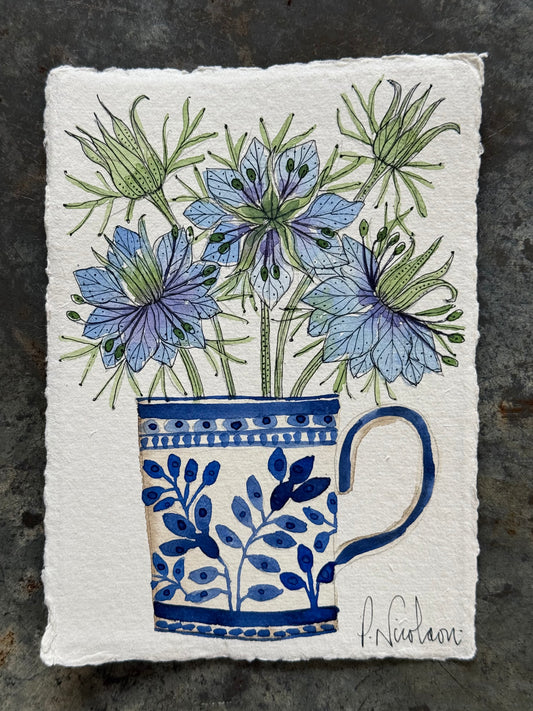 A6, Original watercolour & Pen Love in a Mist