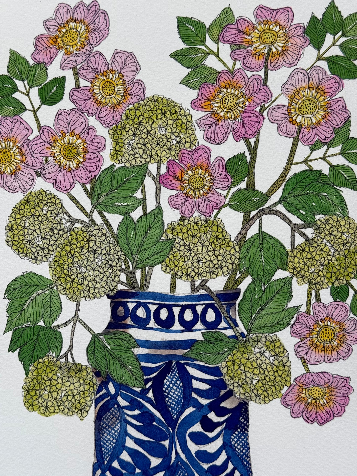 A4 'Dog Rose & Viburnum Limited Edition Giclee Print