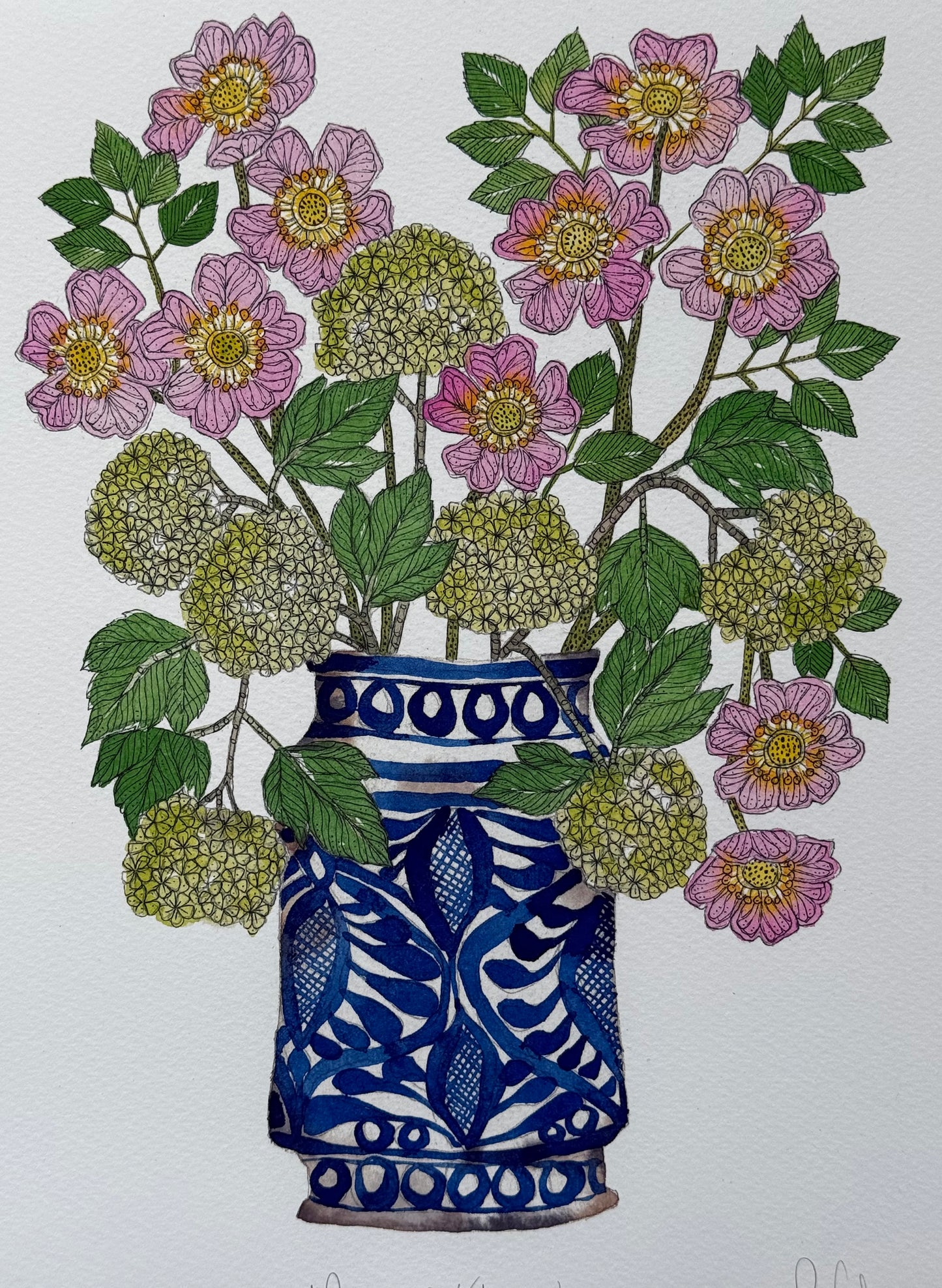 A4 'Dog Rose & Viburnum Limited Edition Giclee Print