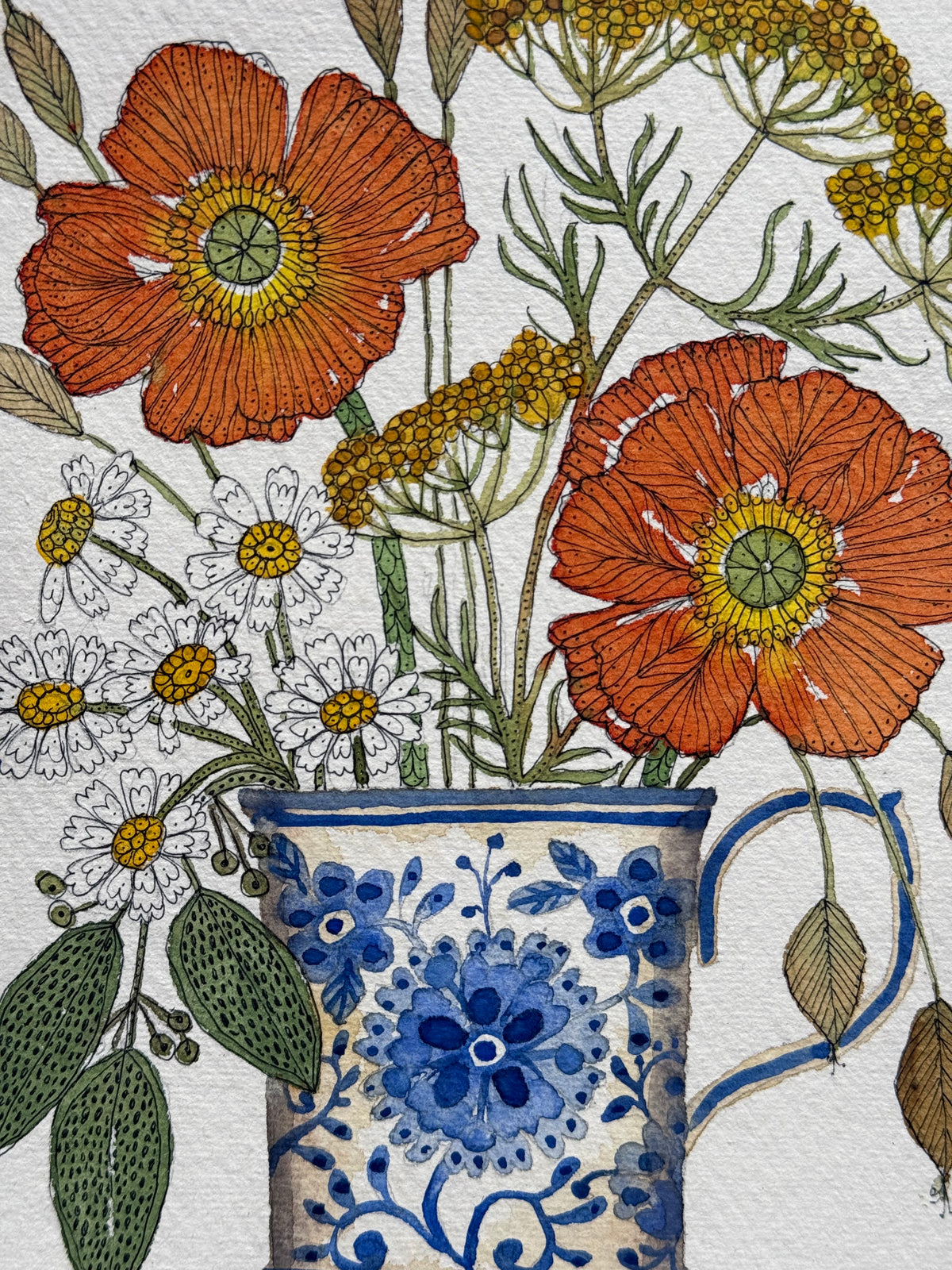 A5, Watercolour Daisies & Poppies