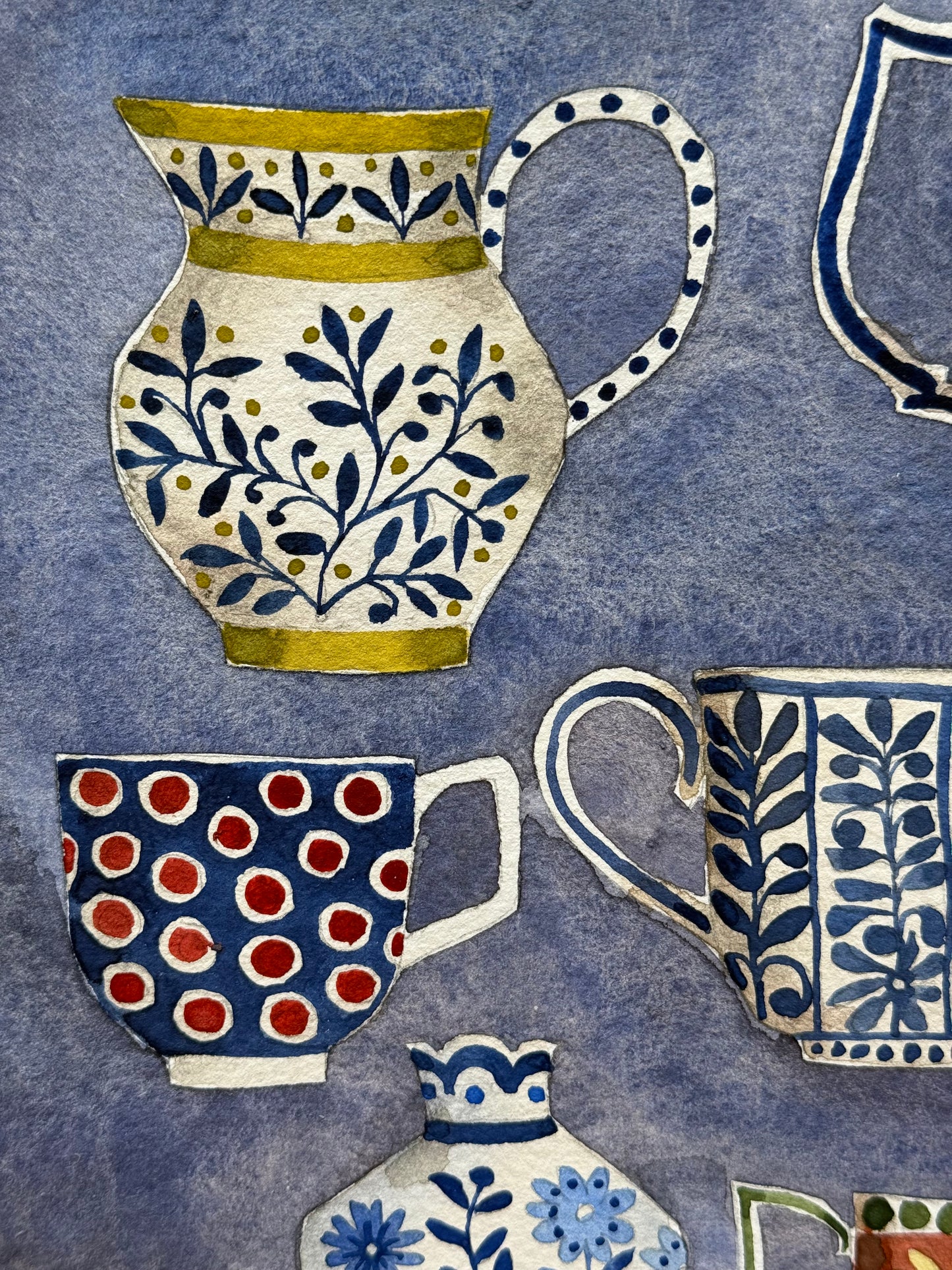 A4, Original Watercolour Patterned Ceramic Vessels