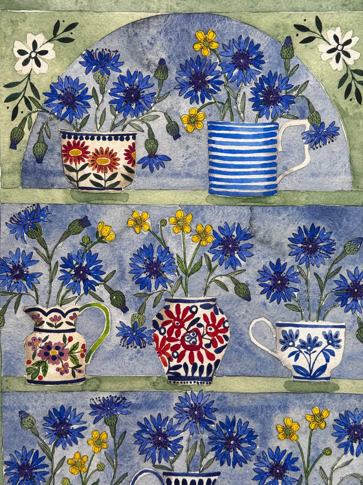 A3 Limited Edition, Cornflowers & Buttercups, Giclee Print.