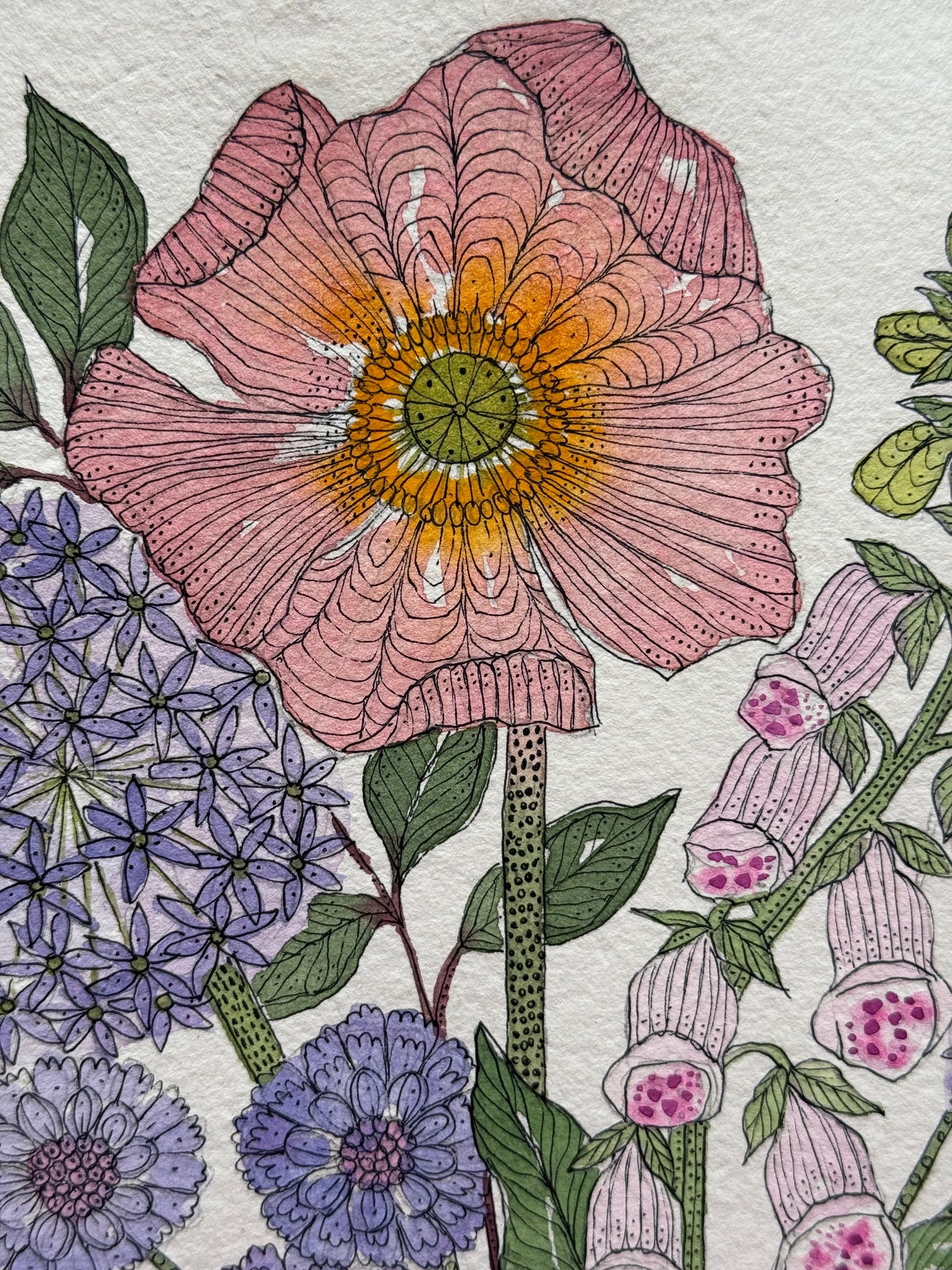 A4, Original, Watercolour Garden Flowers