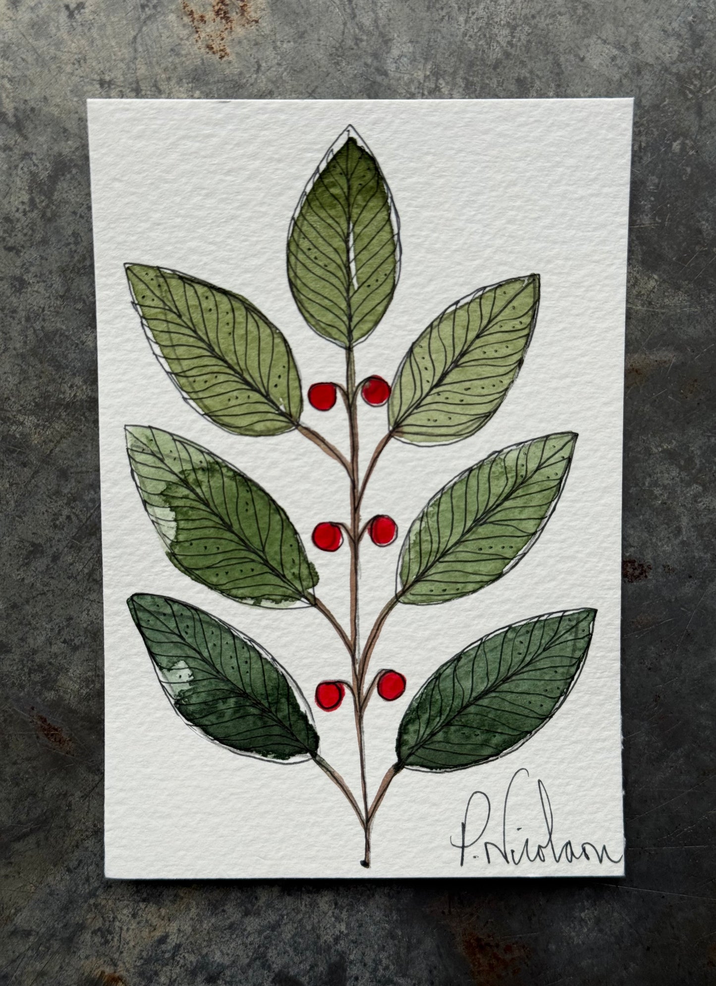 Hand painted, Watercolour little Card/Notes (4 in a pack)