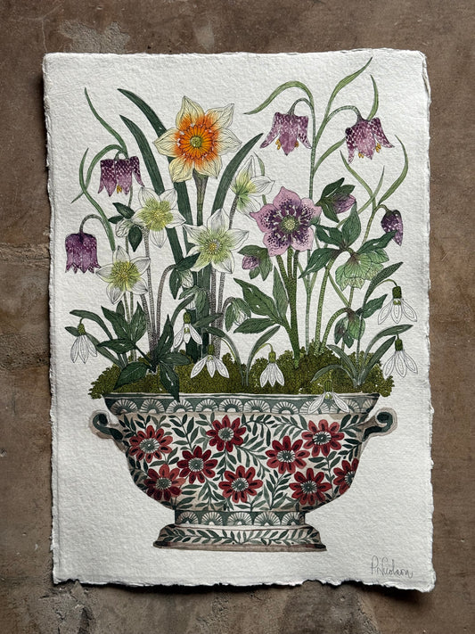 A3 Original Watercolour Spring Still Life