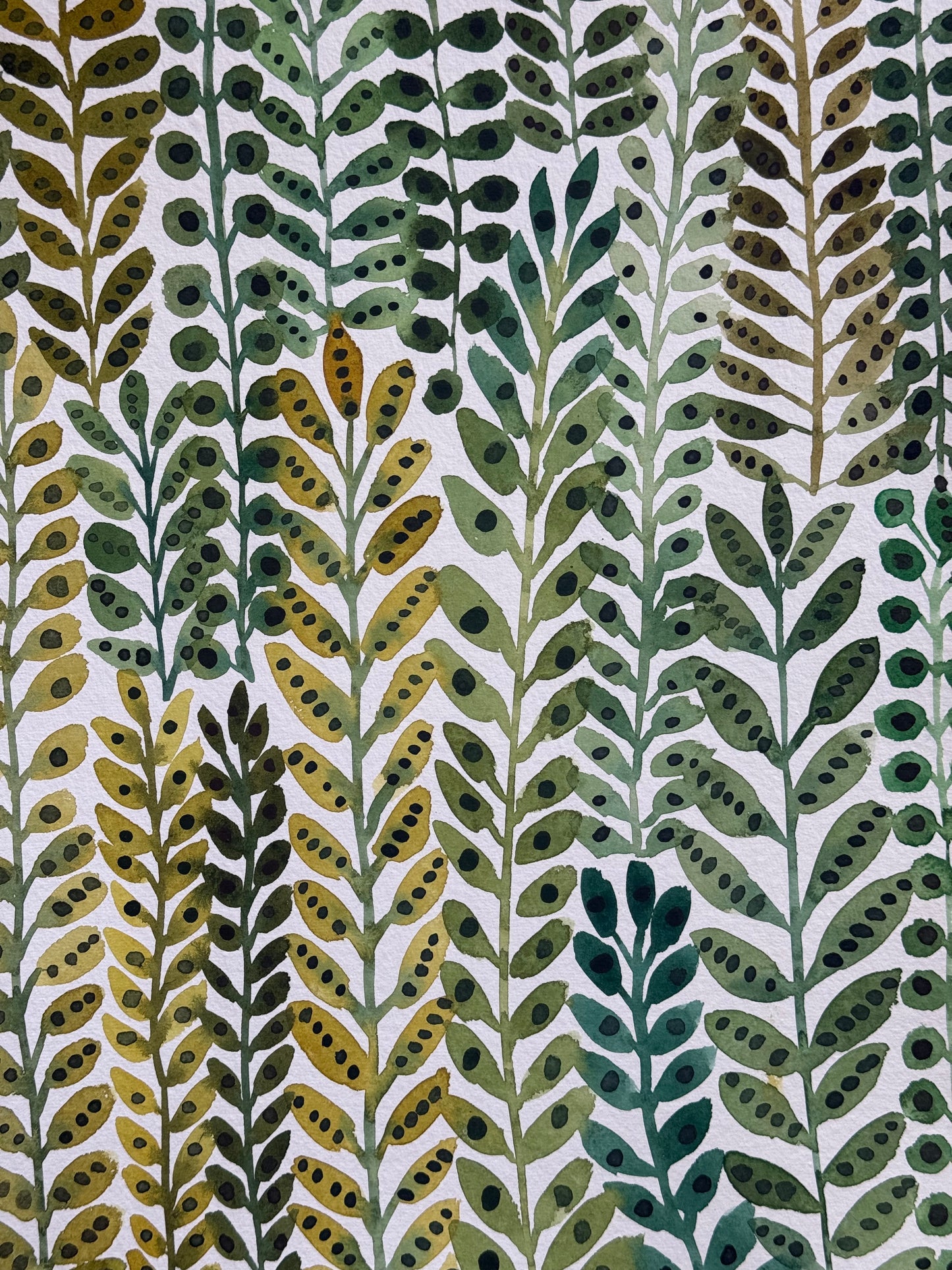 A3, Original Watercolour Green Leaf Study