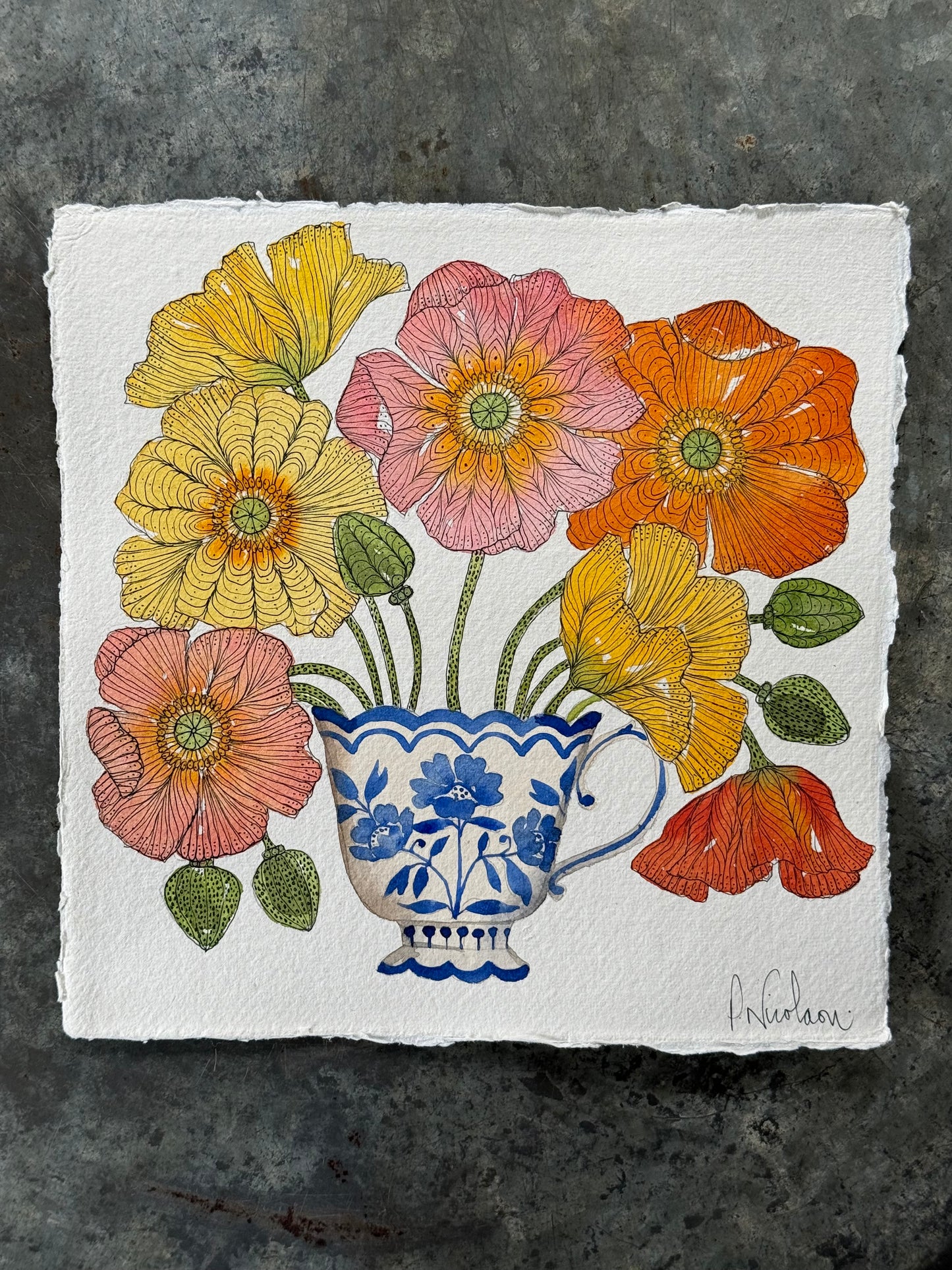 Original, Watercolour Poppies