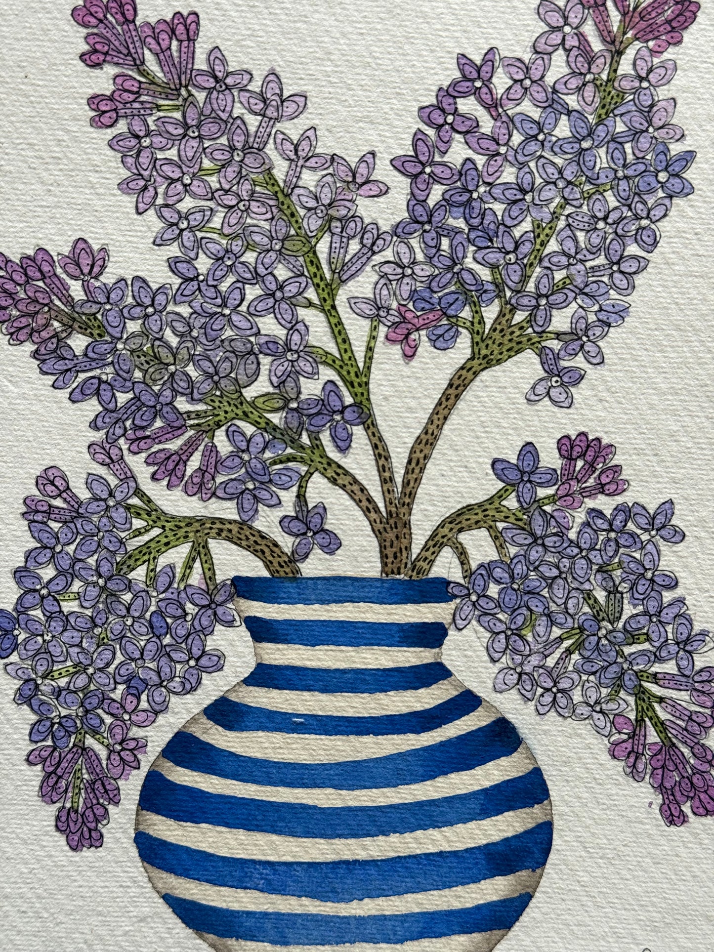 A5, Original Watercolour Lilac flowers