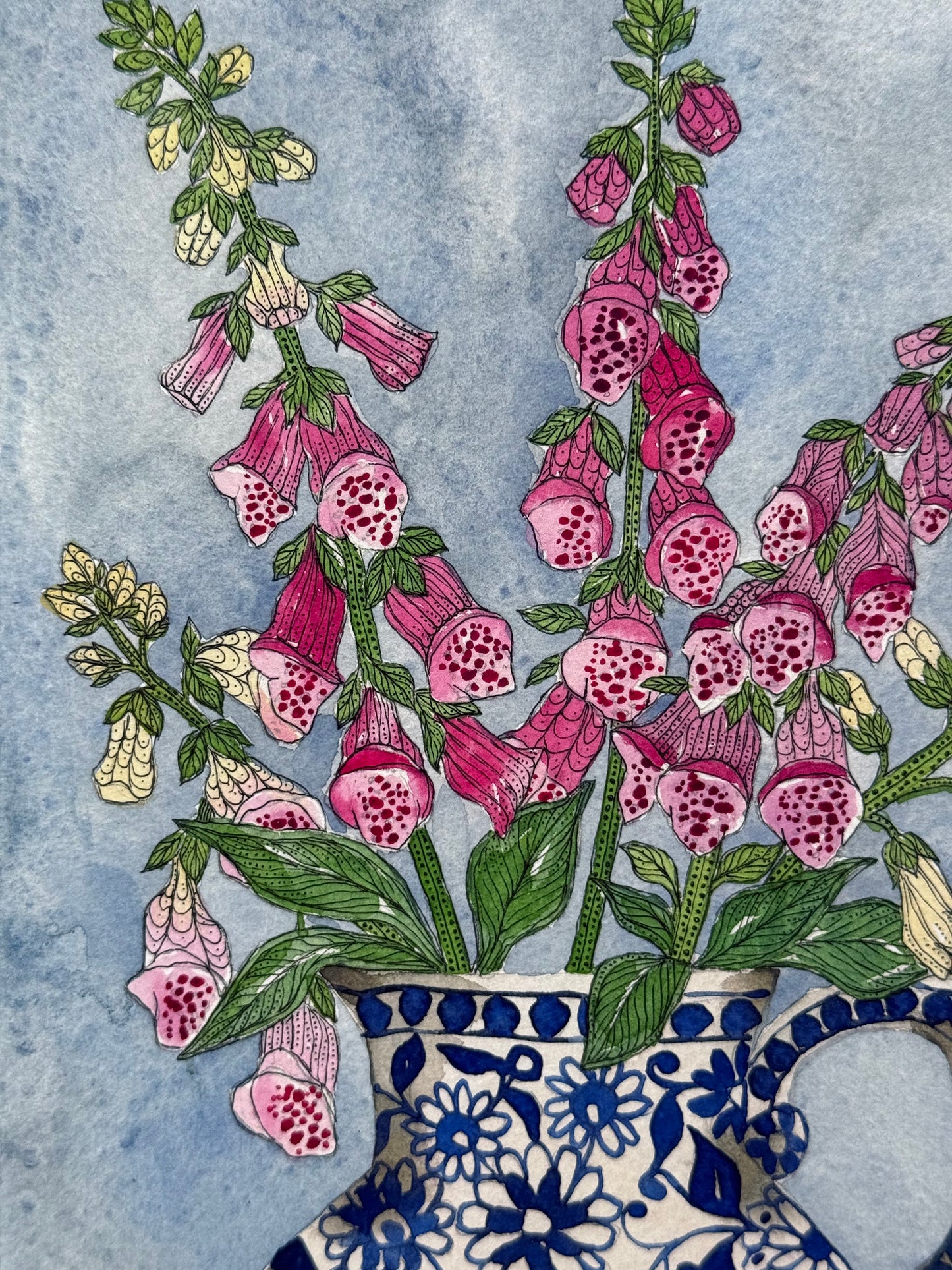 A4 ‘A jug of pink Foxgloves’ Giclee print