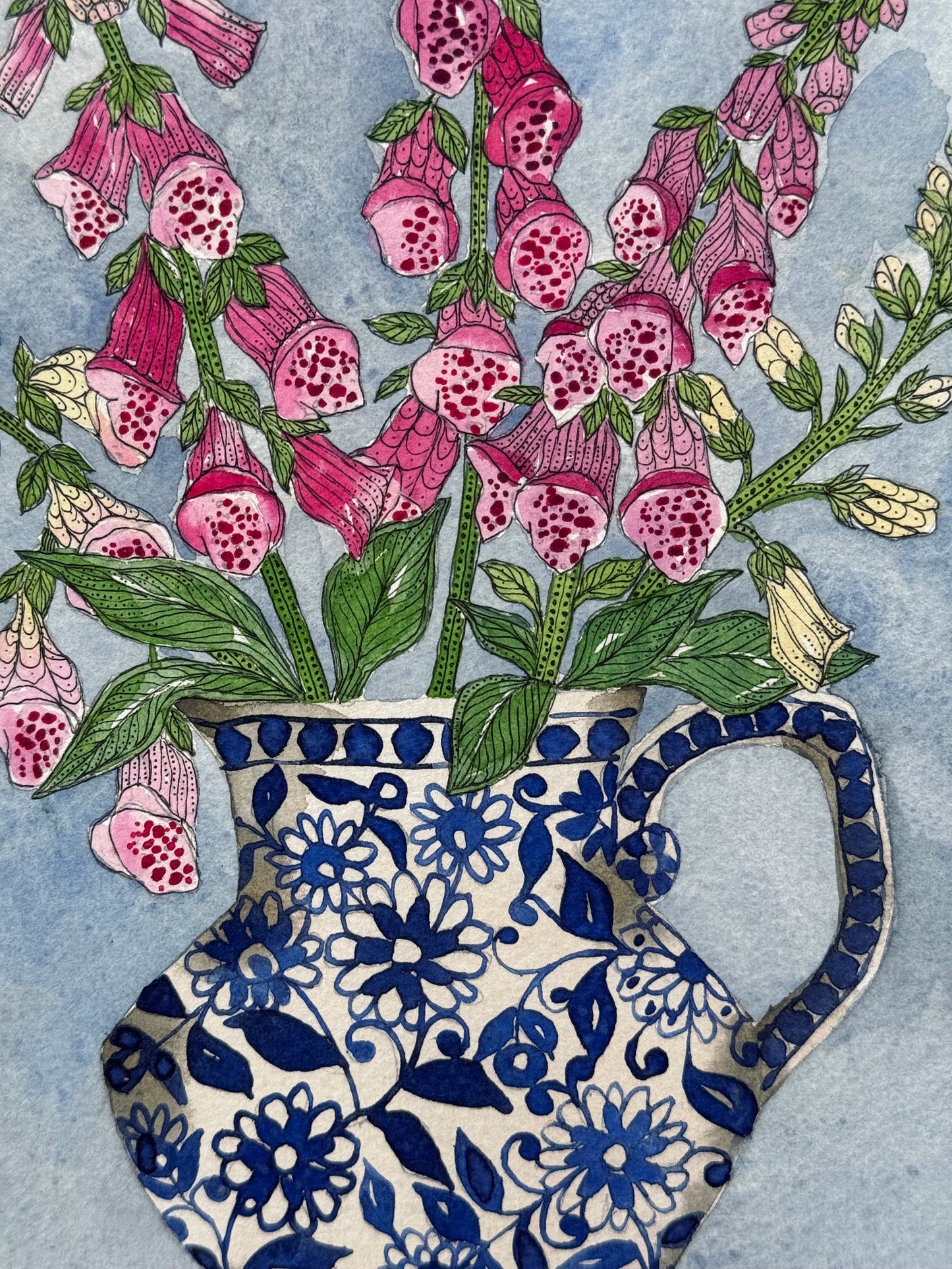 A4 ‘A jug of pink Foxgloves’ Giclee print