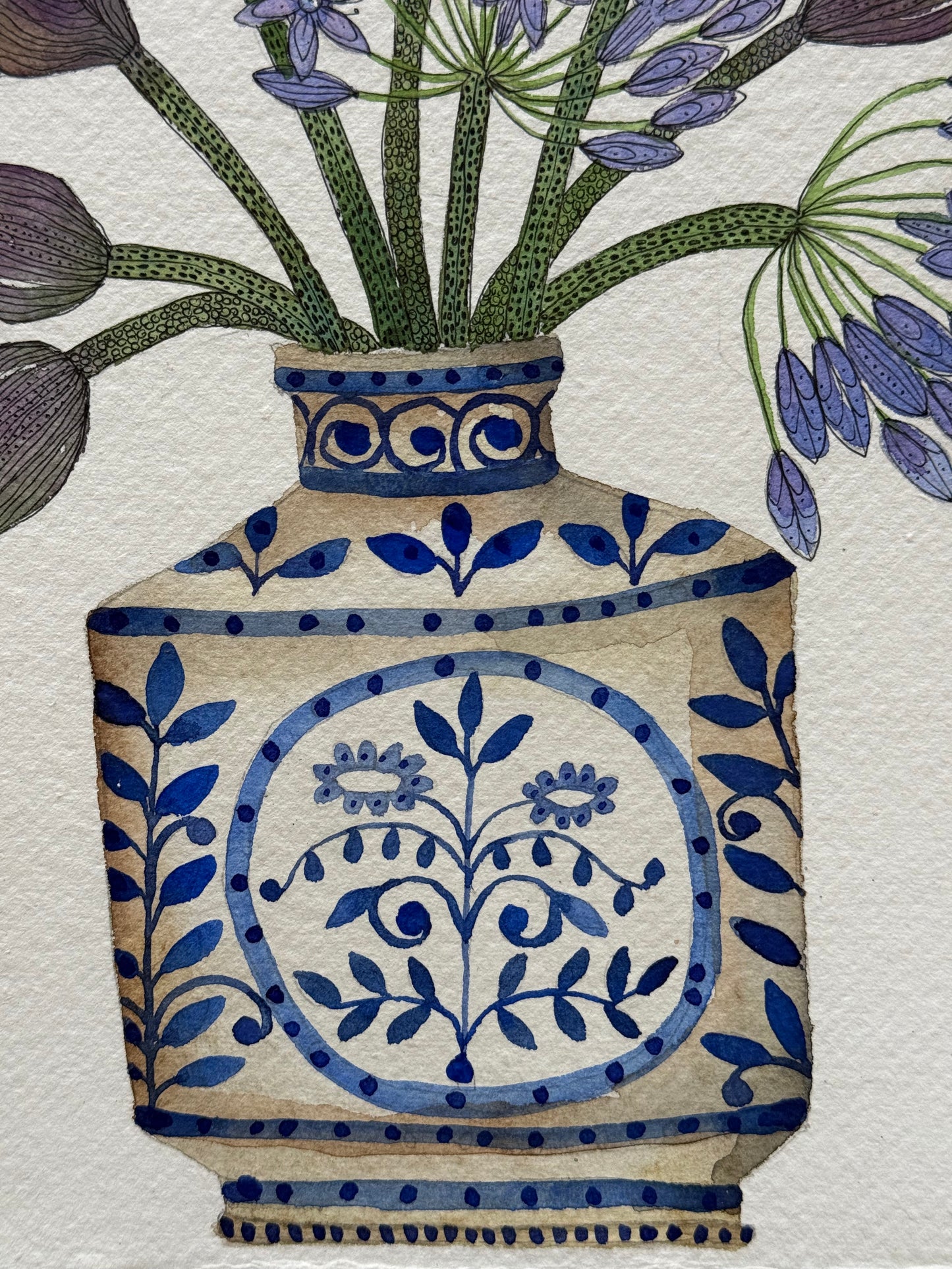 A4, Original Watercolour & Pen Hyacinths