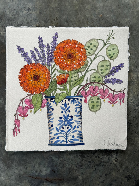 Original, Watercolour Garden Flowers & Seed Heads
