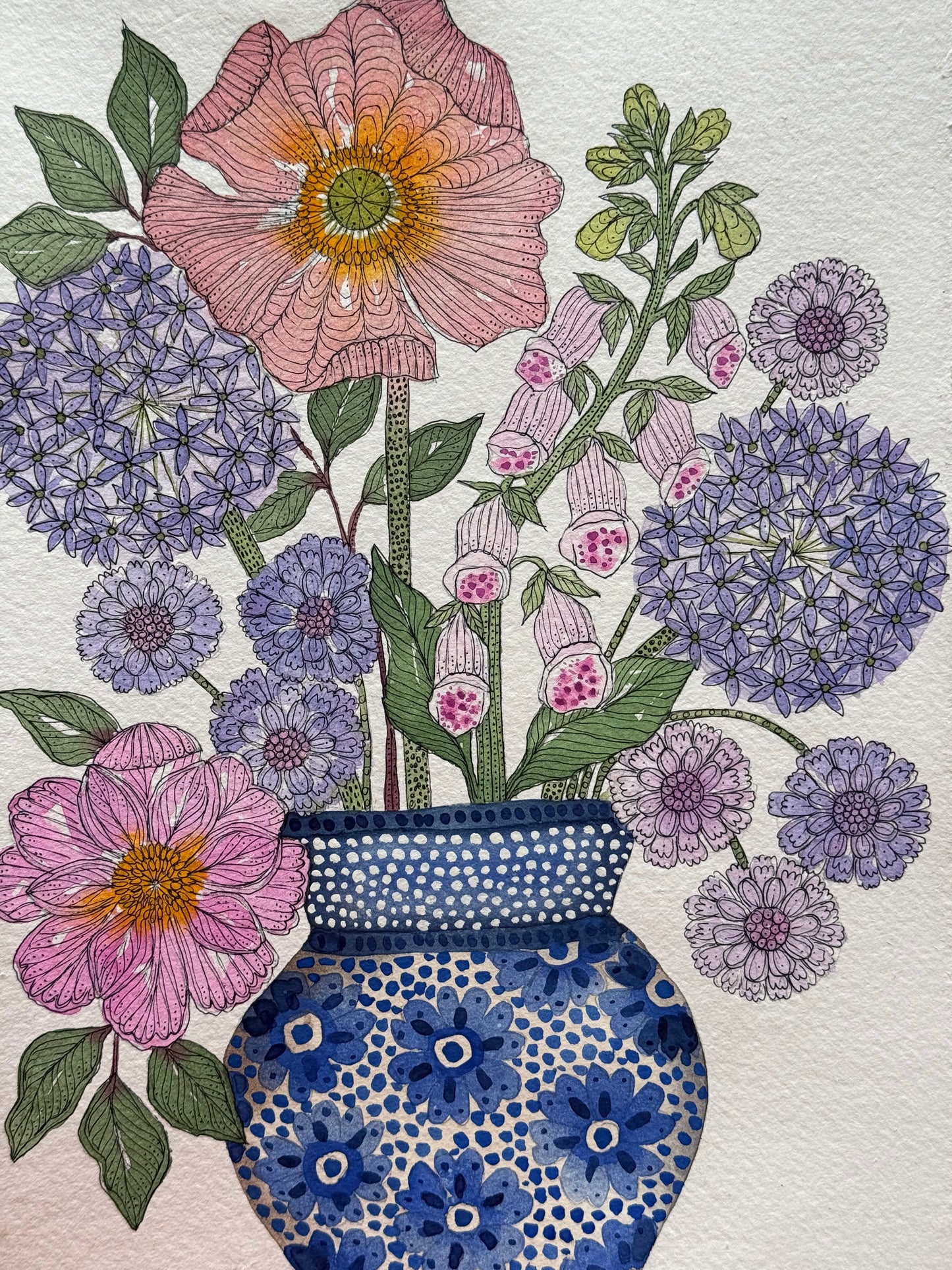 A4, Original, Watercolour Garden Flowers