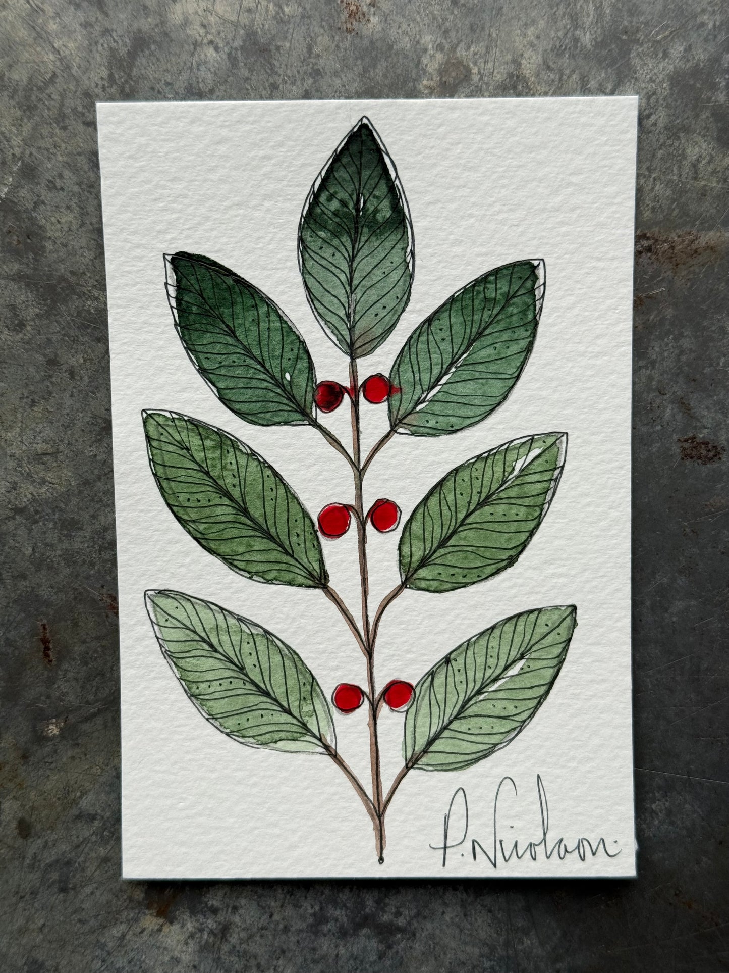 Hand painted, Watercolour little Card/Notes (4 in a pack)