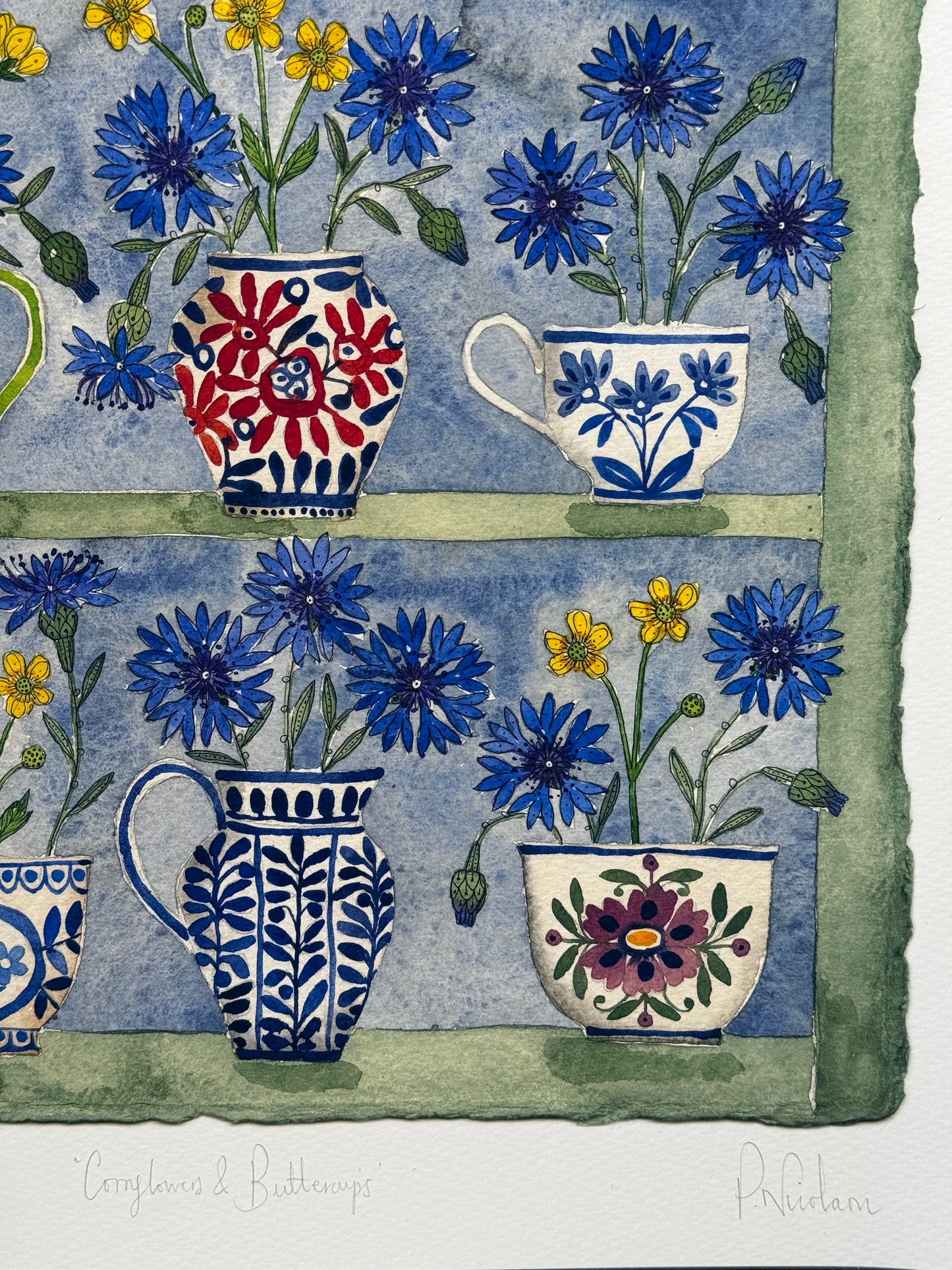 A3 Limited Edition, Cornflowers & Buttercups, Giclee Print.