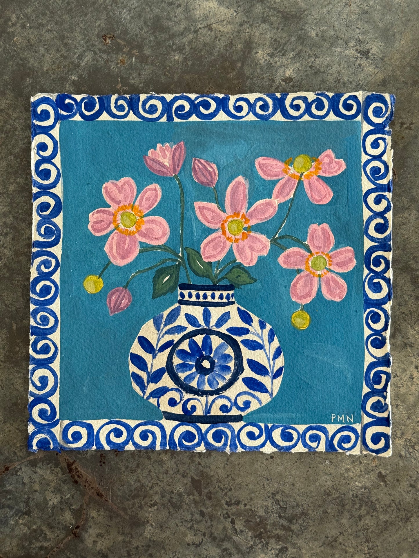 Original, Gouache Anemone Flowers