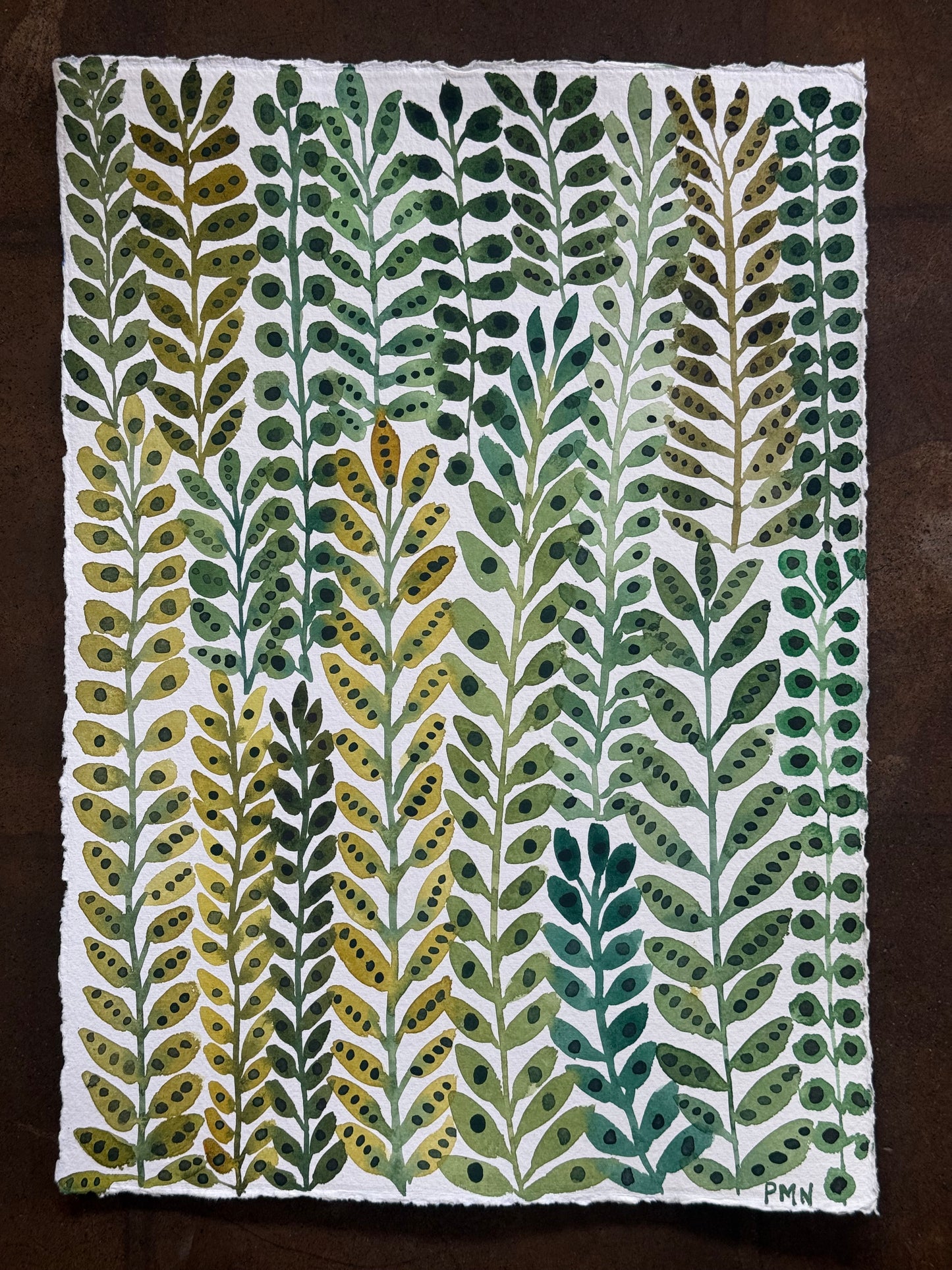 A3, Original Watercolour Green Leaf Study