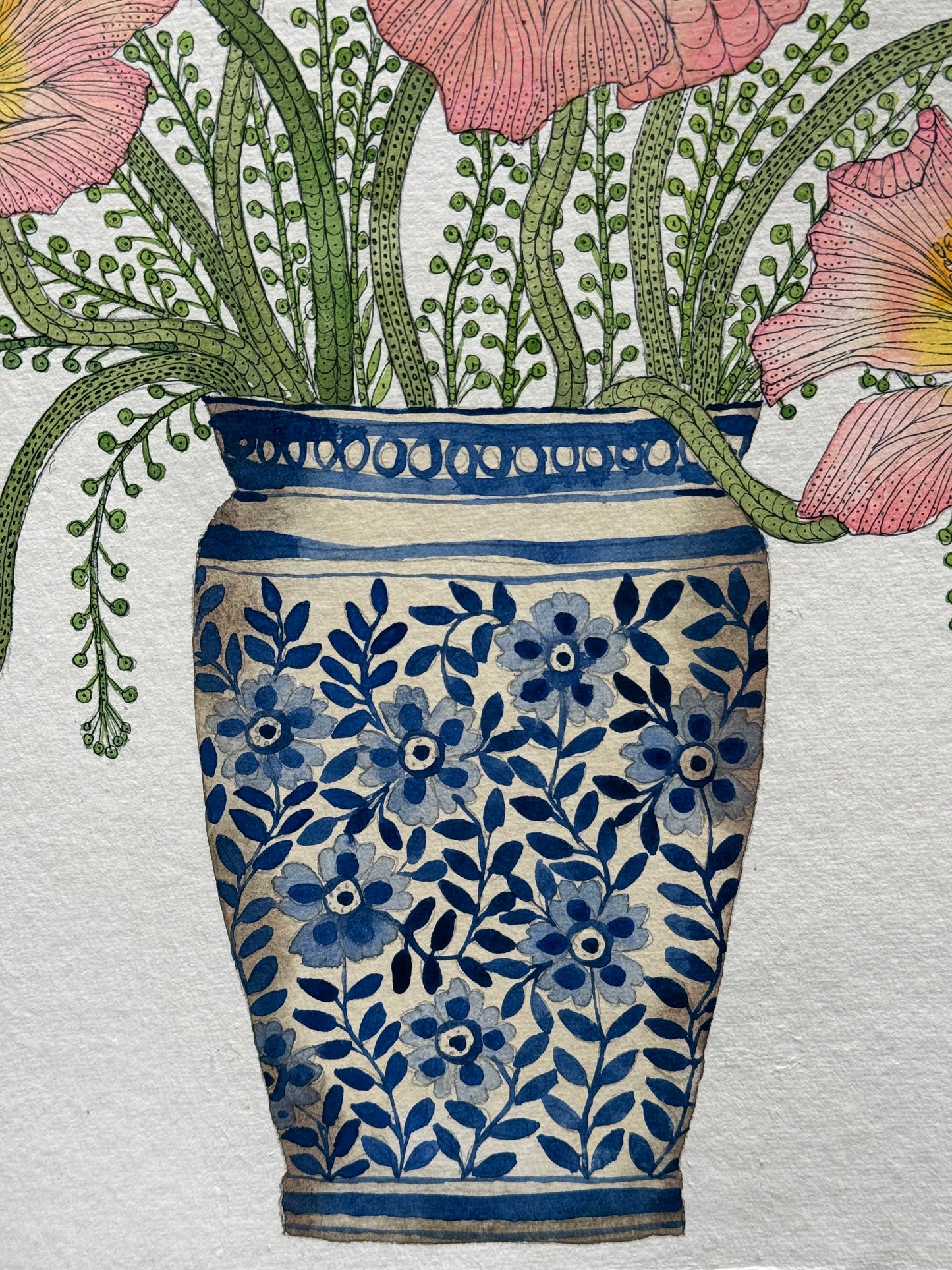 A3, Original Watercolour Poppies & Shepherds Purse